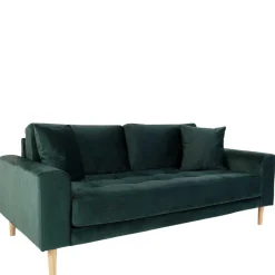 Outlet Wohnen 180x76x93 Samt Wohnzimmercouch in Dunkelgrün - Secilia