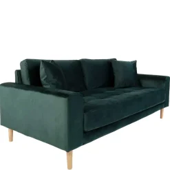 Outlet Wohnen 180x76x93 Samt Wohnzimmercouch in Dunkelgrün - Secilia