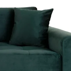 Outlet Wohnen 180x76x93 Samt Wohnzimmercouch in Dunkelgrün - Secilia