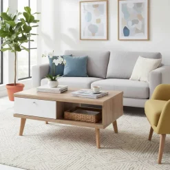 Best Wohnen 107x46x67 Scandi Couchtisch mit Stauraum - Cablos
