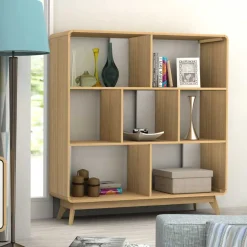 Sale Wohnen 122x126x29 Scandi Standregal in Natur - Jendren