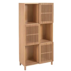 Outlet Wohnen 85x170x43 Schrank mit drei Lamellen Türen - Azuro