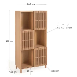 Outlet Wohnen 85x170x43 Schrank mit drei Lamellen Türen - Azuro