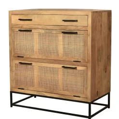 New Wohnen 85x91x40 Schuhschrank aus Holz & Rattan Geflecht - Lazianus