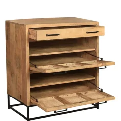 New Wohnen 85x91x40 Schuhschrank aus Holz & Rattan Geflecht - Lazianus