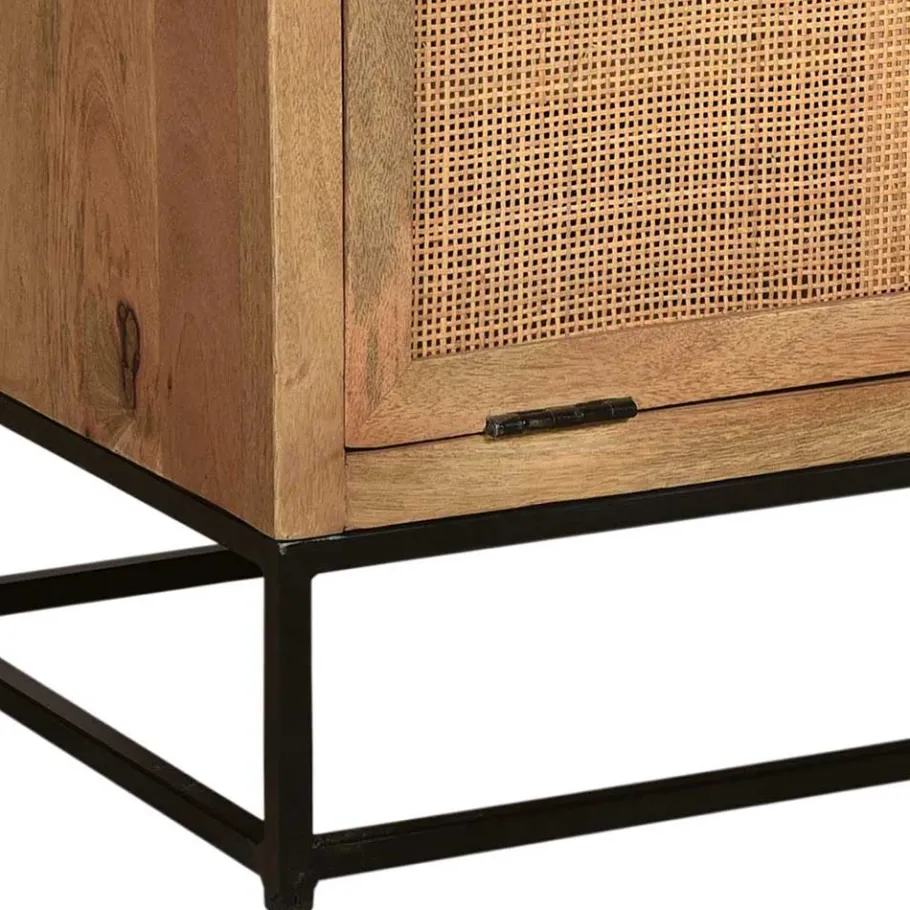 New Wohnen 85x91x40 Schuhschrank aus Holz & Rattan Geflecht - Lazianus