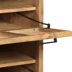 New Wohnen 85x91x40 Schuhschrank aus Holz & Rattan Geflecht - Lazianus