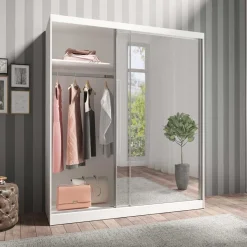 Sale Wohnen 180x216x59 Schwebetürenschrank mit zwei Spiegeltüren - Jaines