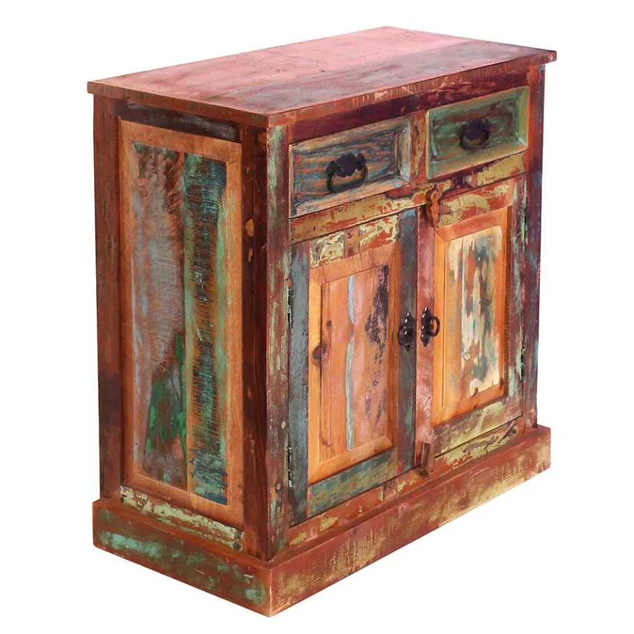 Discount Wohnen 80x80x40 Shabby Chic Kommode in Braun Bunt - Jamaica