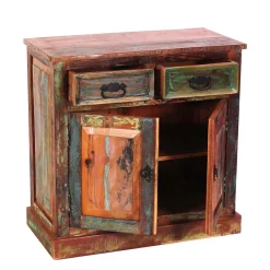 Discount Wohnen 80x80x40 Shabby Chic Kommode in Braun Bunt - Jamaica