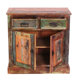 Discount Wohnen 80x80x40 Shabby Chic Kommode in Braun Bunt - Jamaica