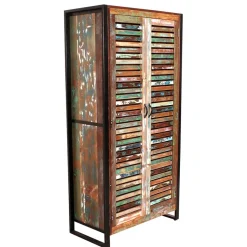 Clearance Wohnen 90x180x45 Shabby Chic Schrank mit 2 Lamellentüren - Vosbadus