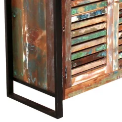 Clearance Wohnen 90x180x45 Shabby Chic Schrank mit 2 Lamellentüren - Vosbadus