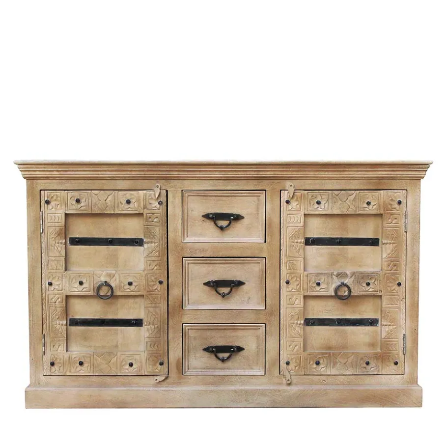 Hot Wohnen 150x90x45 Shabby Chic Sideboard in Grey Wash - Abid