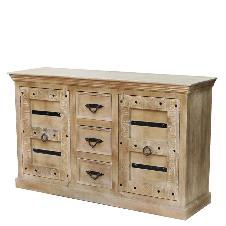 Hot Wohnen 150x90x45 Shabby Chic Sideboard in Grey Wash - Abid