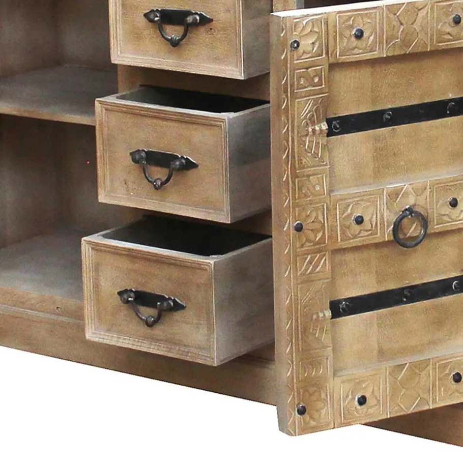 Hot Wohnen 150x90x45 Shabby Chic Sideboard in Grey Wash - Abid