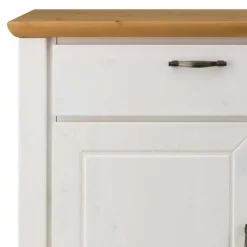 Outlet Wohnen 157x86x42 Sideboard in Weiß & Kiefer - Nuita