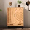Wohnen 97x125x45 Skandi Highboard aus Wildeiche - Kerfa
