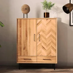 Wohnen 97x125x45 Skandi Highboard aus Wildeiche - Kerfa