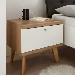 Outlet Wohnen 54x50x40 Skandi Nachtkommode mit Klappe - Cablos