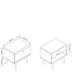 Outlet Wohnen 54x50x40 Skandi Nachtkommode mit Klappe - Cablos