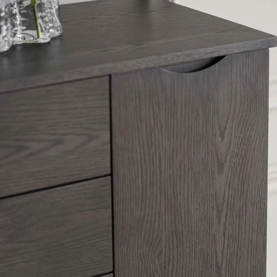 Clearance Wohnen 150x85x40 Skandi Sideboard in Eiche Dunkelbraun - Lomarios