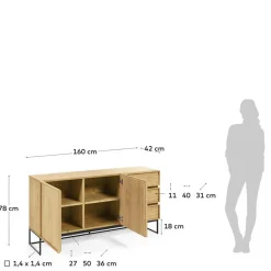 Hot Wohnen 160x78x42 Skandi Sideboard mit Bügelgestell - Moda