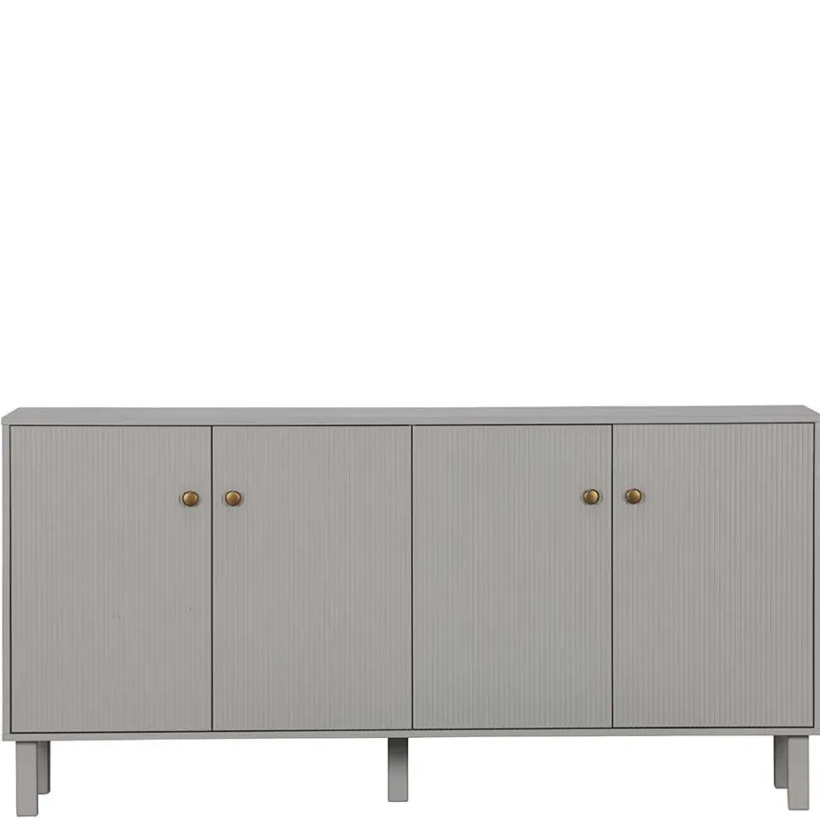 New Wohnen 160x78x46 Skandi Sideboard 4-türig in Grau - Huvina