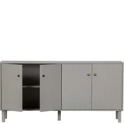 New Wohnen 160x78x46 Skandi Sideboard 4-türig in Grau - Huvina