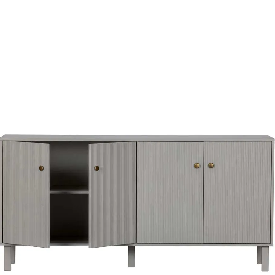 New Wohnen 160x78x46 Skandi Sideboard 4-türig in Grau - Huvina