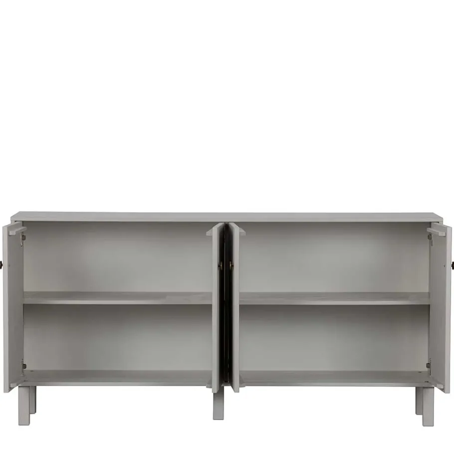 New Wohnen 160x78x46 Skandi Sideboard 4-türig in Grau - Huvina
