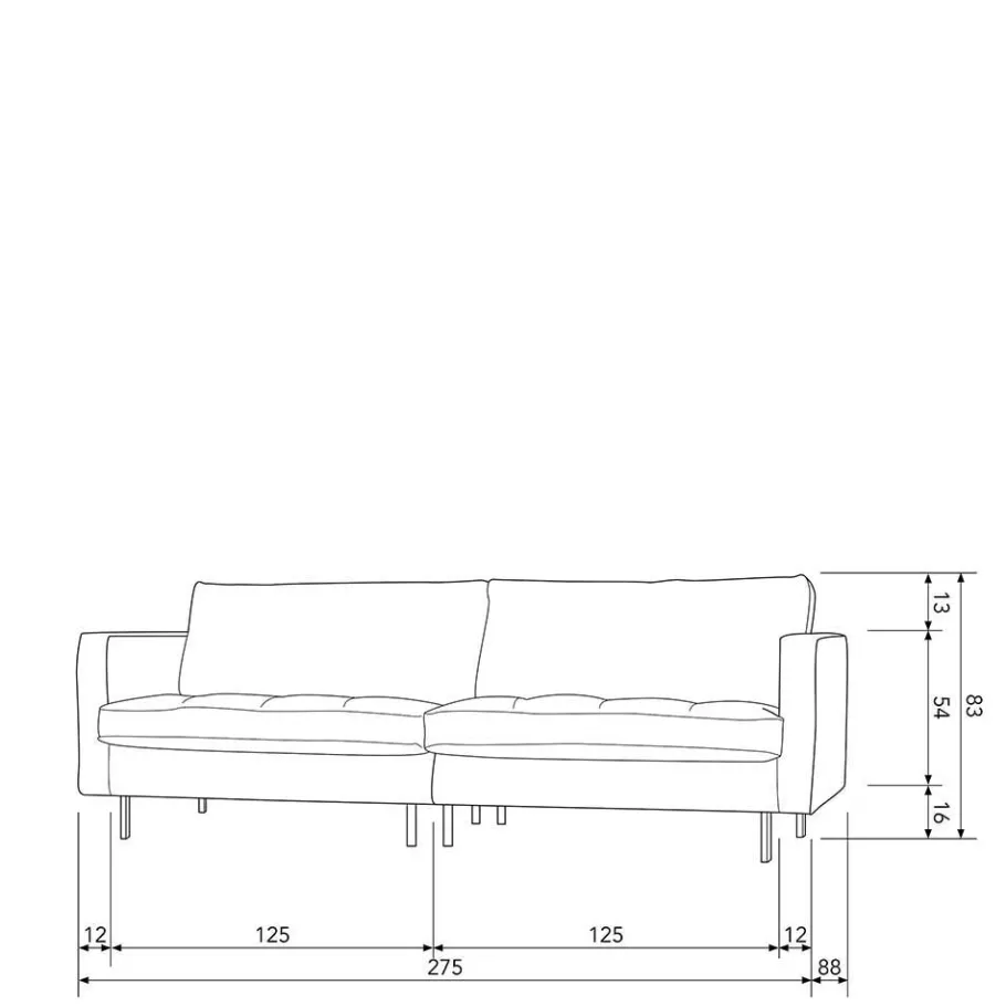 Best Wohnen 275x83x88 Sofa mit blauem Bezug aus Samt - Cumagon