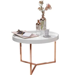 Online Wohnen 59x42x59 Sofatisch in Weiß & Kupfer - Mamoud