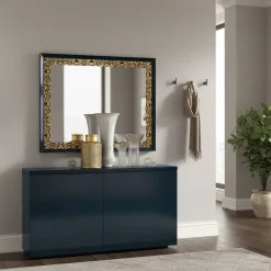 Sale Wohnen 100x95x5 Spiegel im Matt Blau & Gold - Quado