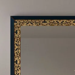 Sale Wohnen 100x95x5 Spiegel im Matt Blau & Gold - Quado