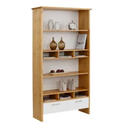 Discount Wohnen 102x188x39 Standregal in Weiß & Honig - Enjes