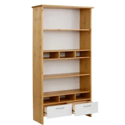 Discount Wohnen 102x188x39 Standregal in Weiß & Honig - Enjes