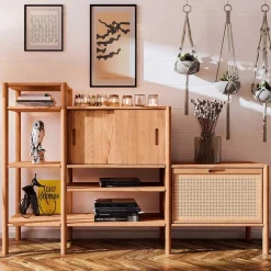 Online Wohnen 190x123x46 Stufiges Regal mit Schiebetüren - Indrya