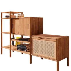 Online Wohnen 190x123x46 Stufiges Regal mit Schiebetüren - Indrya