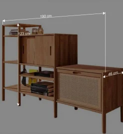 Online Wohnen 190x123x46 Stufiges Regal mit Schiebetüren - Indrya