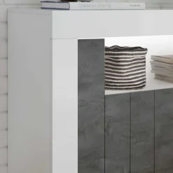Clearance Wohnen 110x86x43 Türen Kommode in Grau Dekor - Voskala