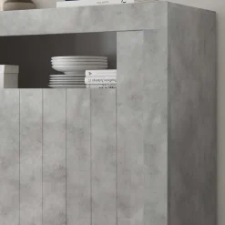 Discount Wohnen 110x144x43 Türen-Highboard in Beton Dekor - Eman