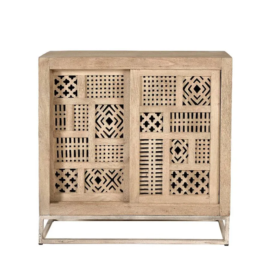 Clearance Wohnen 90x90x40 Türen-Kommode mit Ethno Flair - Valuta
