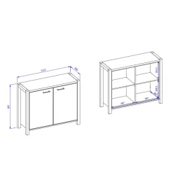 Best Wohnen 112x91x41 2-türige Kommode mit Metallgriffen - Zavorra