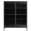 New Wohnen 110x140x40 2-türige Metallvitrine in Schwarz - Gulliver