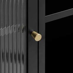 New Wohnen 110x140x40 2-türige Metallvitrine in Schwarz - Gulliver