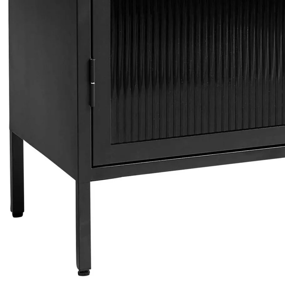 New Wohnen 110x140x40 2-türige Metallvitrine in Schwarz - Gulliver