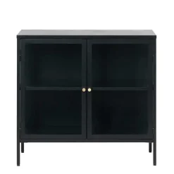 Outlet Wohnen 90x85x40 2-türiger Schrank aus Glas & Metall - Butoaie