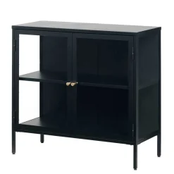 Outlet Wohnen 90x85x40 2-türiger Schrank aus Glas & Metall - Butoaie