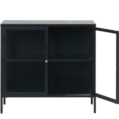 Outlet Wohnen 90x85x40 2-türiger Schrank aus Glas & Metall - Butoaie